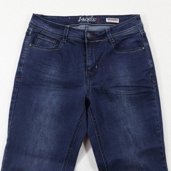 Angels Jeans Womens 8 (Fits 29x31.5) Blue Bootcut Stretch Dark Wash Faded - Picture 3 of 10